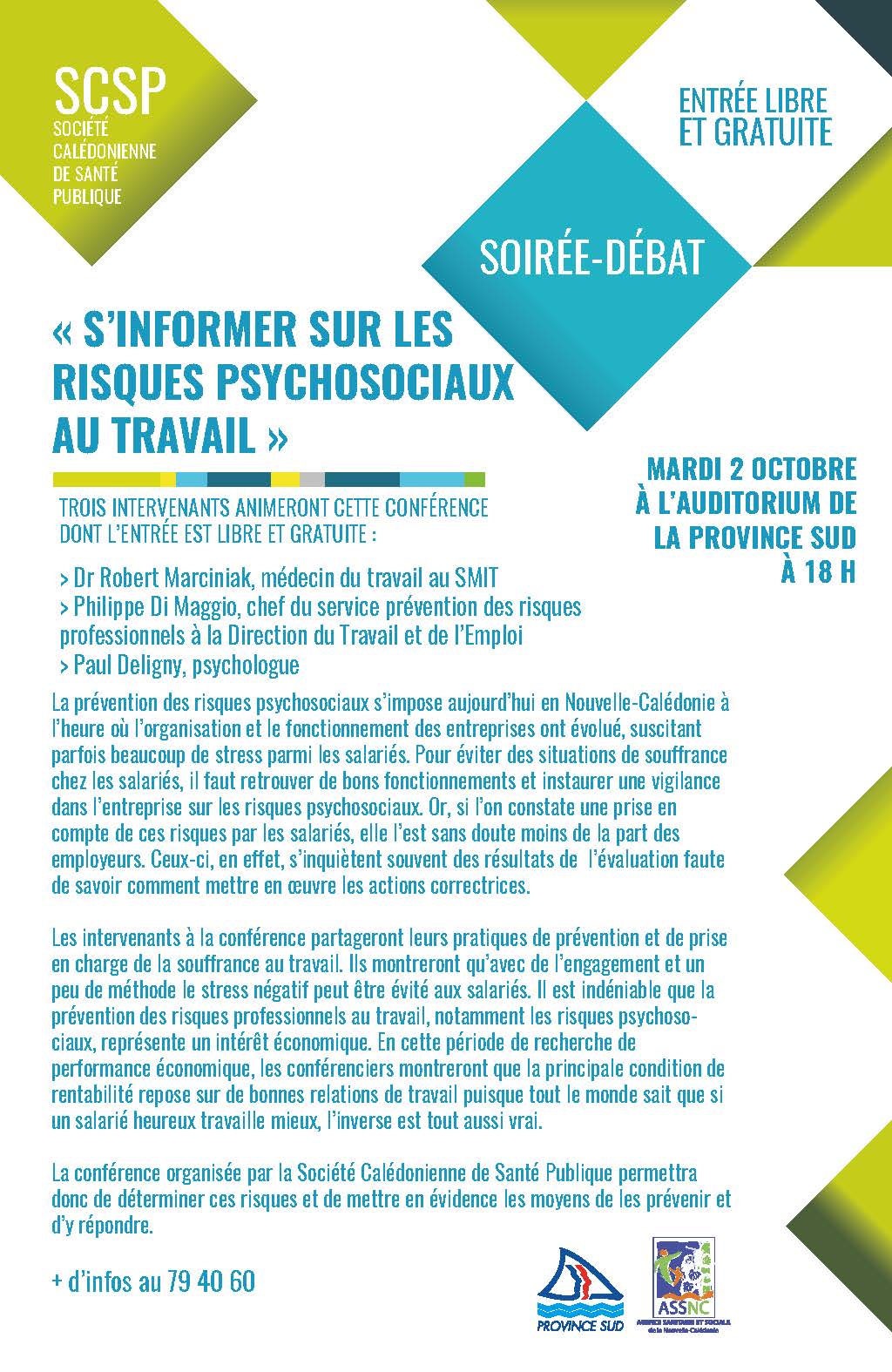 Conference scsp s informer sur les risques psychosociaux au travail